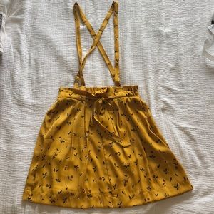 Silk yellow floral overall skirt